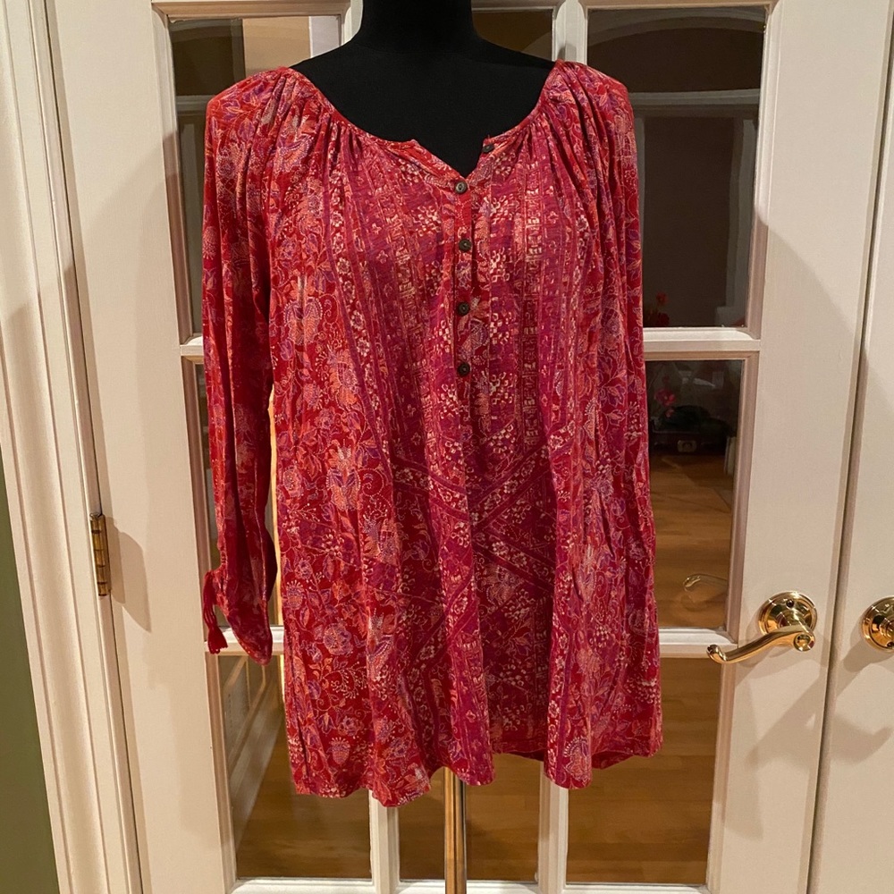 Lucky Brand red paisley blouse